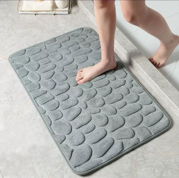 グレー バスマット キッチンマット 玄関 バスルーム 脱衣所 洗面所 足拭きマット 吸水速乾 40×60cm
