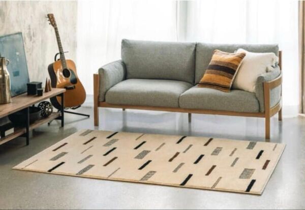 【美品】unico ウニコラグレイリーRAILIEパイルラグ 200×250cm