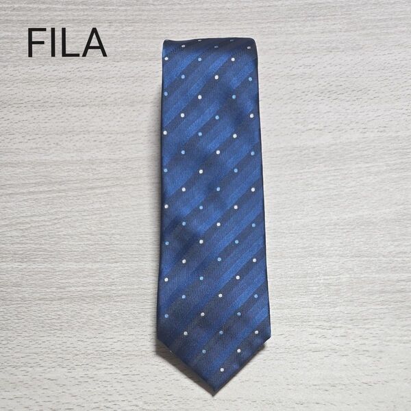 フィラ ブランド ネクタイ ストライプ柄 ドット シルク PO メンズ ネイビー FILA