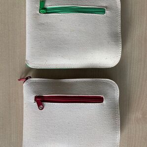 2点セット 折り畳み 携帯 エコバッグ Ecobag トートバッグ 赤ライン 緑ライン ファスナーポケット付き ファスナー開閉