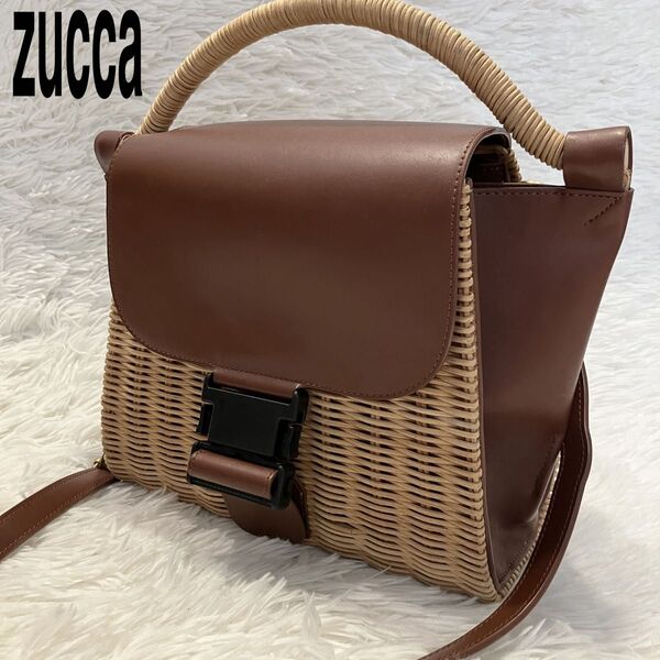 美品 ズッカ zucca 2way ショルダーバッグ かごバッグ 籠 カゴバッグ ハンドバッグ