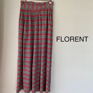  Florent long skirt linen gray pink border 