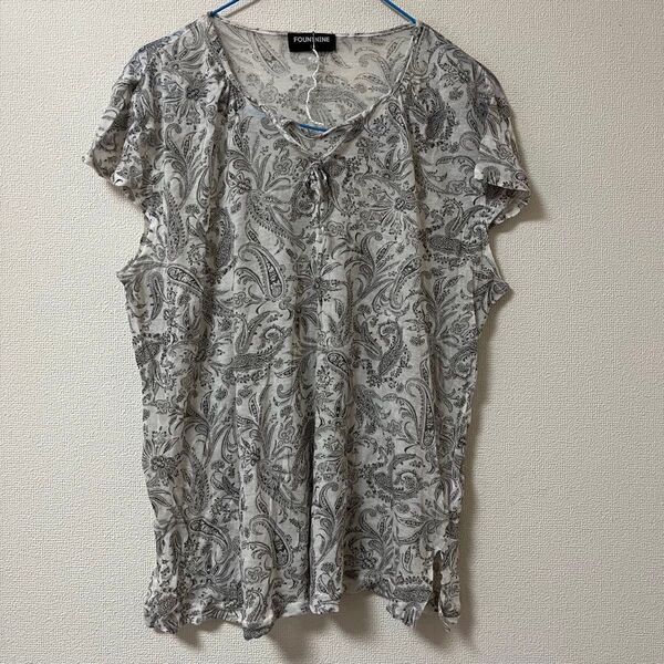 ペーズリー柄 Tシャツ カットソー フレンチスリーブ トップス