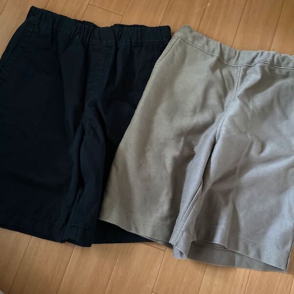 パンツ ハーフパンツ ユニクロ UNIQLO 半ズボン 130 無地 2枚セット 短パン ショートパンツ ショーパン キッズ