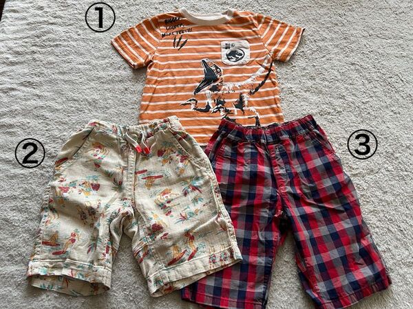 ハーフパンツ ショートパンツ 半袖Tシャツ 男の子 半ズボン 110cm 3点セット