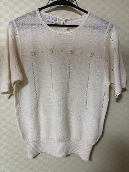 レトロ サマーニット トップス 半袖カットソー Mサイズ