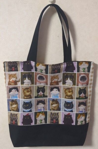 トートバッグ(ハンドメイド)ねこ柄 lacb4