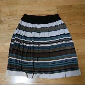 ランダム ボーダー 膝丈 スカート