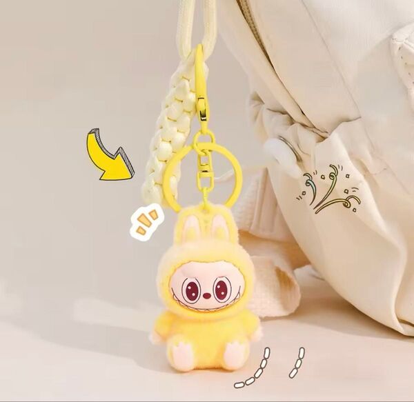 【新品未使用】【送料込】ラブブぬいぐるみキーホルダー黄色×1 ビッグバード