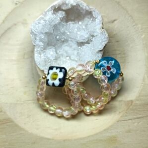 天然石リング 指輪 パワーストーンリング 開運 ミルフィオリ クラック水晶 お得な 3点set まとめ売り