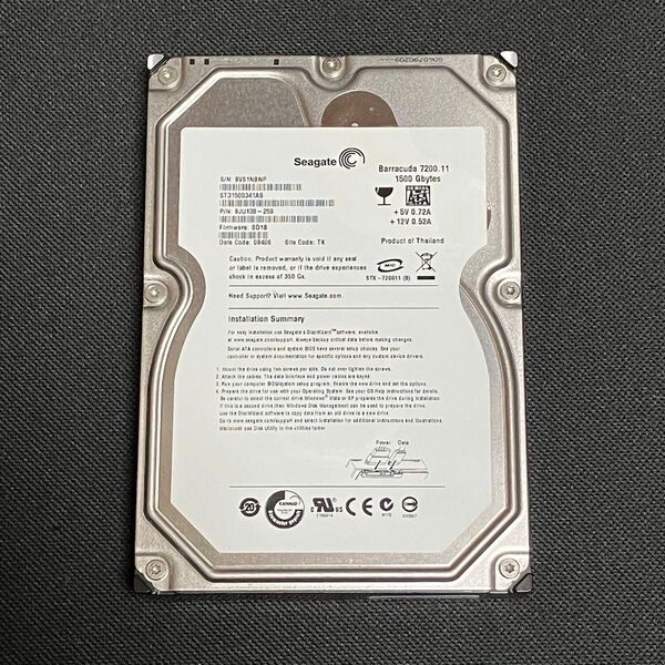 【即発送】【訳あり】3.5インチHDD 1.5TB Seagate ST31500341AS 7200rpm