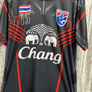 タイ Chang beer サッカープラクティスシャツ ブラック、レッド L
