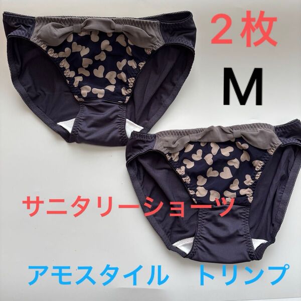 2枚セット Mサイズ 未使用新品 トリンプ アモスタイル サニタリーショーツ浅履きタイプ ネイビー 生理用パンツ羽根ナプキン対応