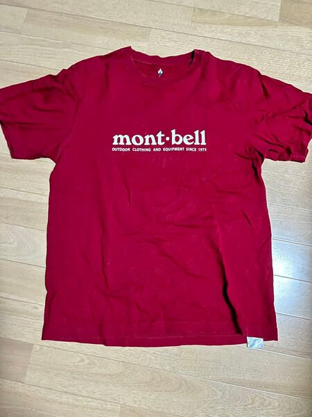 【美品】mont-bell モンベル ロゴTシャツ Sサイズ 赤 アウトドア・カジュアル兼用