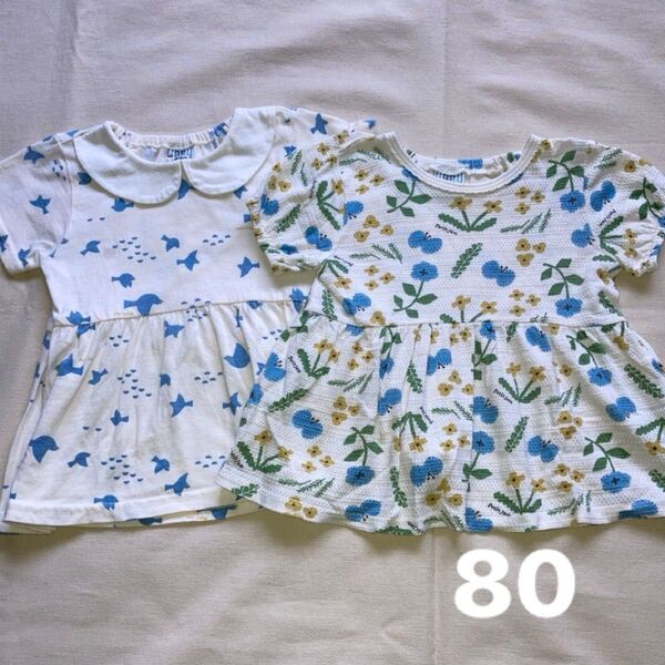 ベビー服 半袖Tシャツ チュニック 2枚セット 80cm 女の子