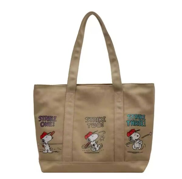 限定商品【新品未使用】スヌーピー SNOOPY トートバッグ カーキ 大容量 海外輸入品