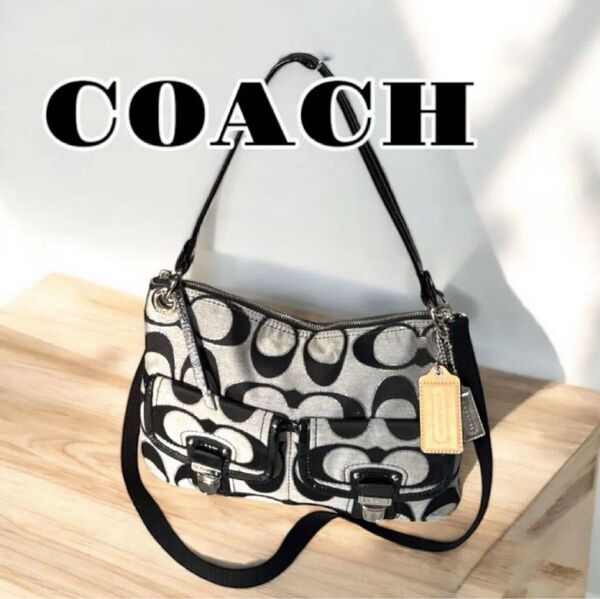【未使用級】コーチ 2WAYショルダーバッグ デイジー ポピー シグネチャー COACH キャンバス ハンドバッグ シグネチャー