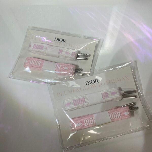 Dior シューレース 靴紐 ホワイト ピンク 2つセット 2019限定