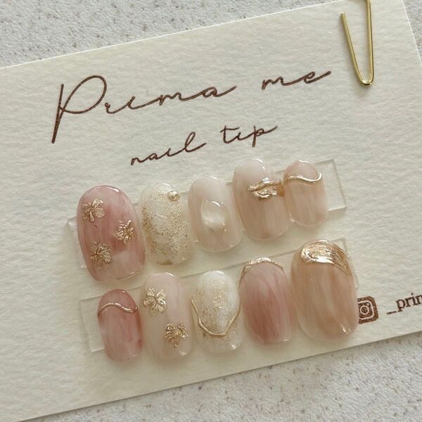 No.908 ネイルチップ ニュアンス ミラー フラワー 淡色