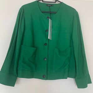 新品 タグ付き ノーカラージャケット 緑 羽織り ブルゾン ジャケット