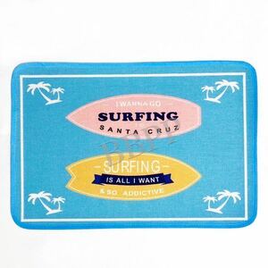 40×60 サーフ マット/玄関 キッチン トイレ フロア バス ラグ サーフボード サーフィン サーフ 海 ハワイ マリン ビーチ 波 ブルー 青