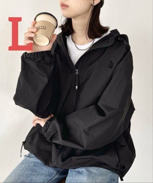 【新品未使用】韓国ノースフェイスホワイトレーベルロゴ刺繍オレマフードジャケットOLEMAHOODJACKET黒ユニセックスLサイズ