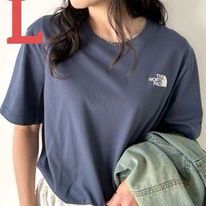 【新品未使用】韓国ノースフェイスホワイトレーベル半袖ロゴプリントTシャツCOTTONS/S R/TEEネイビー青Lサイズ