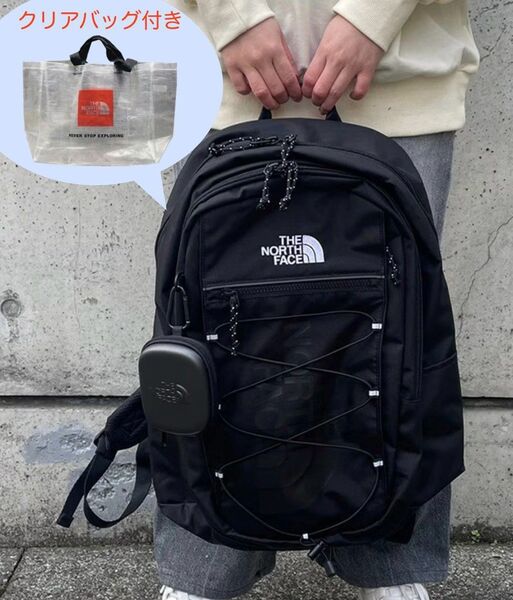 【新品未使用】韓国ノースフェイスホワイトレーベルSUPER PACKリュックカラビナポーチクリアショルダーバッグ付き3点セット黒