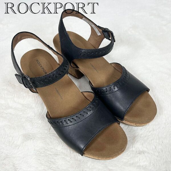 極美品!ROCKPORT コンフォートサンダル ブラック コルク ヒール
