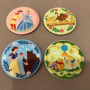 ディズニー 刺繍缶バッチ 4個セット