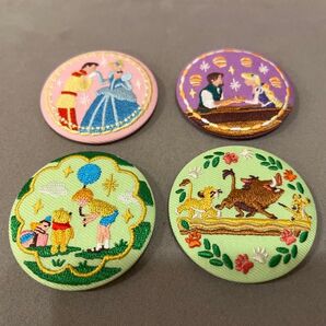 ディズニー 刺繍缶バッチ 4個セット