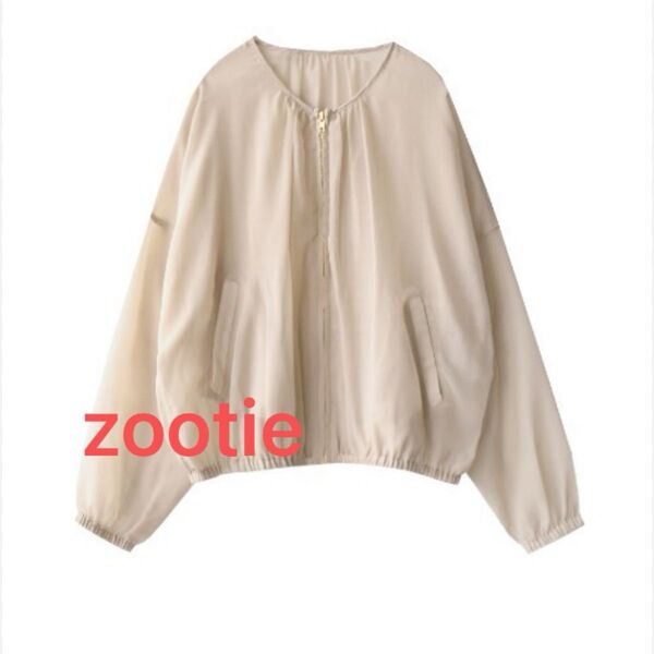 zootie シアー ノーカラー ブルゾン ベージュ