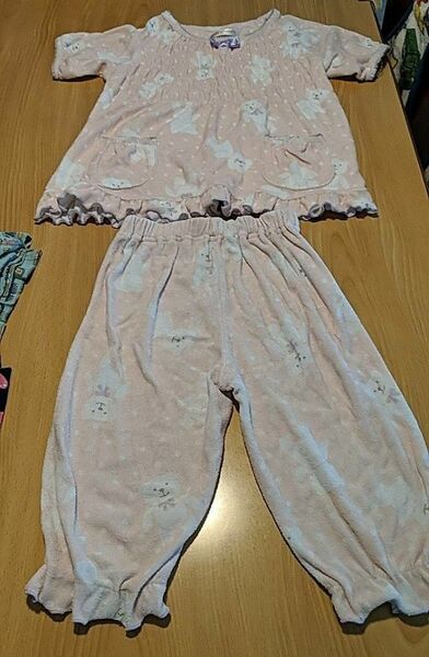 クーポン利用で300円!夏物 パジャマ 女の子 110センチ タオル地 上下セット くま柄