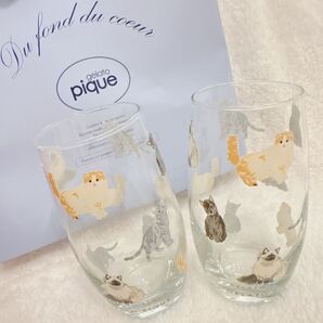 gelato pique ジェラートピケ ネコ柄 キャット アニマルプリント グラス 2客セット ペア 新品未使用