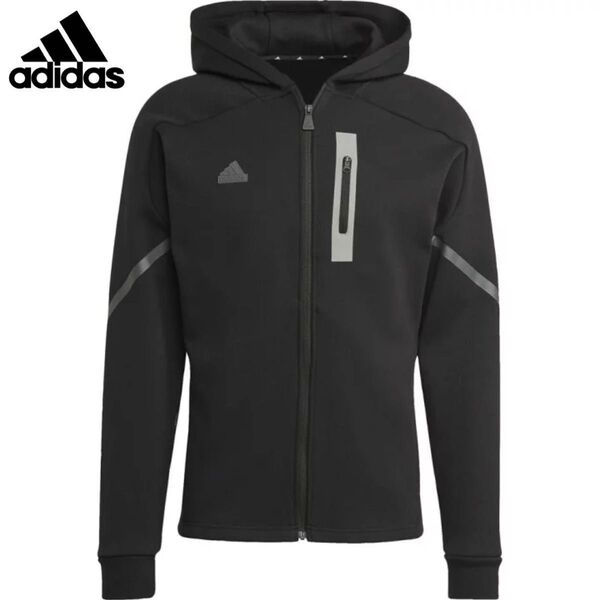 【新品タグ付】adidas 定価¥13,200 Gameday Full-Zip Hoodie スウェットフルジップパーカー 即納