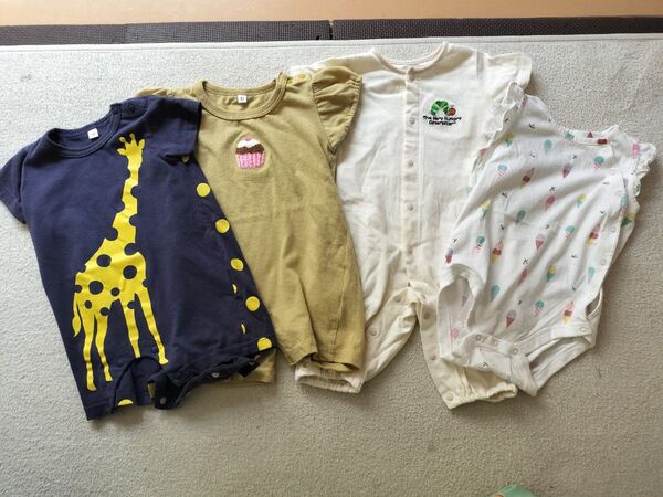 ベビー服 半袖ロンパース カバーオール 70-80cm(本文参照) 4枚セット 夏向け