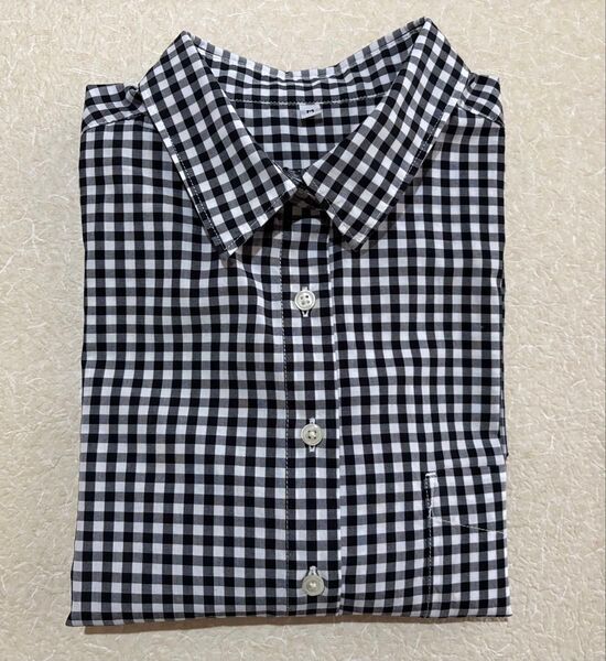 美品 Mサイズ 無印良品 長袖シャツ ギンガムチェック 黒白