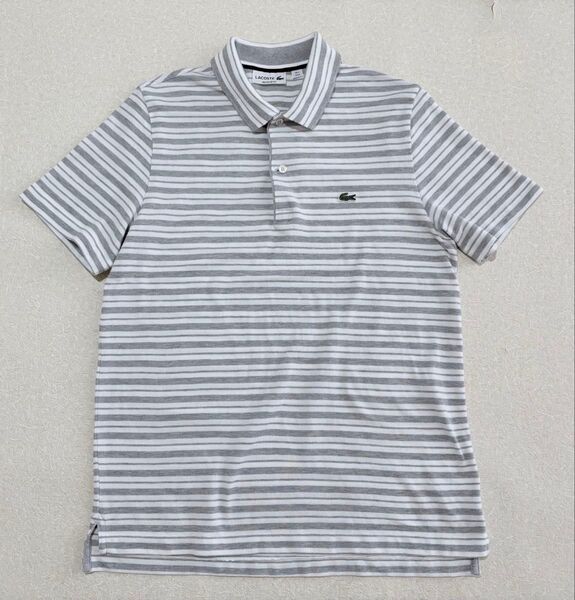 美品 サイズ4 LACOSTE 半袖ポロシャツ ラコステ ボーダー グレー白