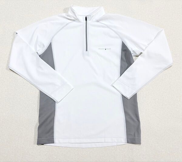 Mサイズ mont-bell モンベル クール ロングスリーブジップシャツ 白