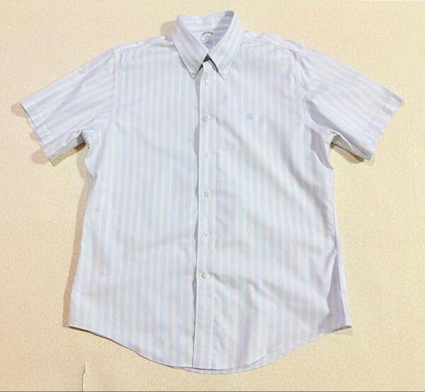 美品 Lサイズ BROOKSBROTHERS 半袖シャツ ボタンダウン ストライプ