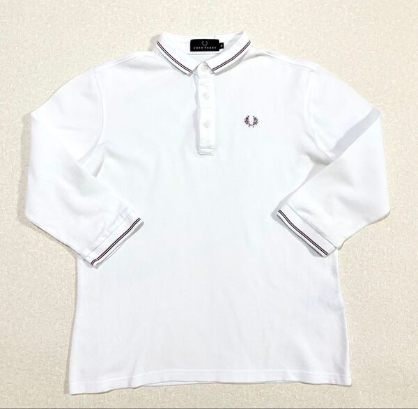 Sサイズ FRED PERRY フレッドペリー ポロシャツ グレー 七分袖 白