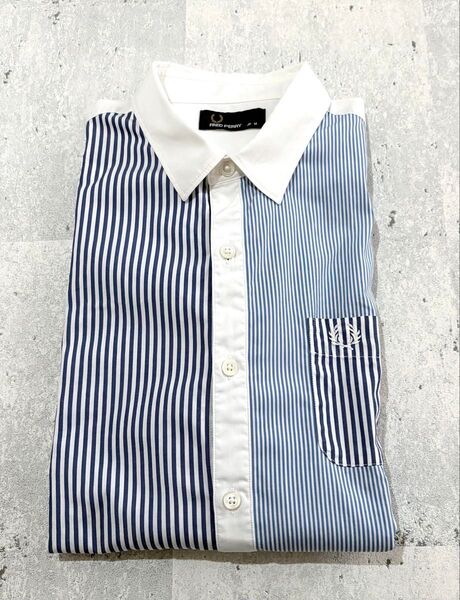 美品 Mサイズ FRED PERRY フレッドペリー 半袖シャツ ストライプ