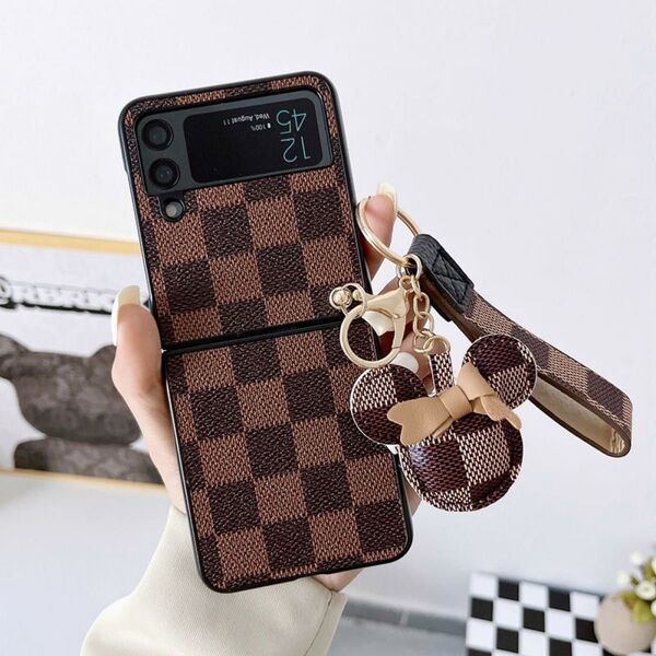人気商品 Galaxy Z Flip6ケース ギャラクシー Zフリップ6ケース 茶色 チェック柄