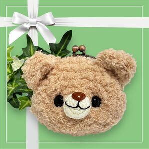 がま口ポーチ 財布 ハンドメイド あみぐるみ がま口口金 ぬいぐるみ 手作り かわいい