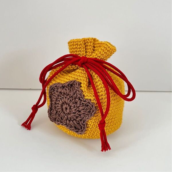 巾着袋 星 あつ森 ハンドメイド 手作り 手編み ポーチ ベル袋 プレゼント