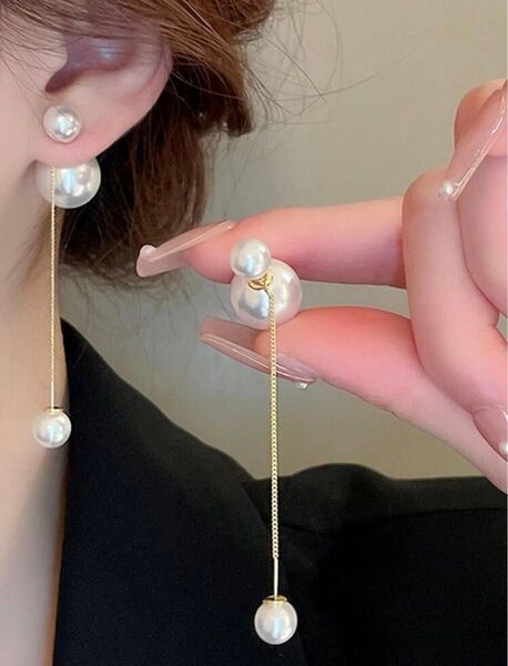 パール ゴールド 上品 韓国 2WAY シンプル 大人 ピアス 結婚式 ブライダル ウエディング パールピアス 大人かわいい 上品