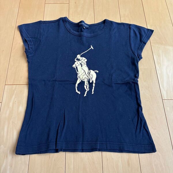 【良品】RalphLauren ガールズ用 Tシャツ ネイビー 140