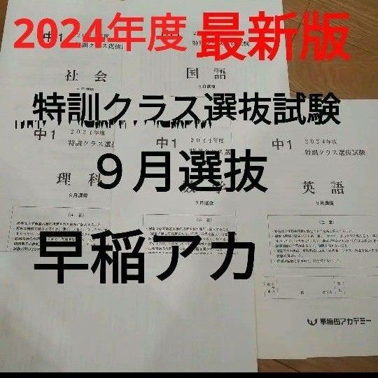 特訓クラス選抜試験 9月選抜 早稲アカ 2024年度 中1