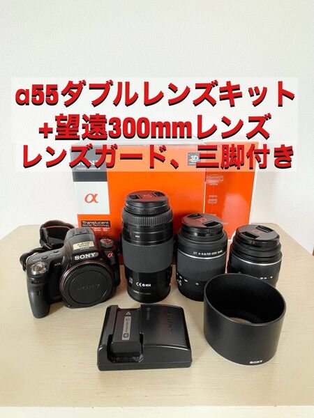 SONY α55 ダブルレンズキット+望遠300mmレンズ等