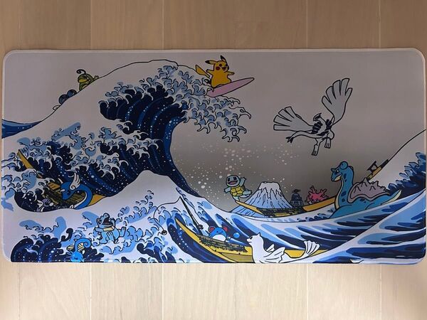 【新品】ピカチュウ 葛飾北斎 波乗り プレイマット ラバーマット 浮世絵